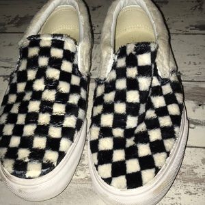 fluffy checkered vans
